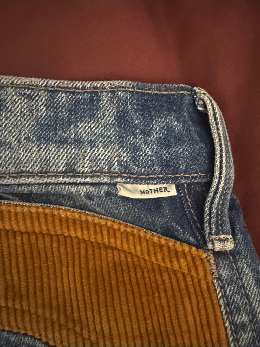 Mother Denim Cutoff Shorts with Corduroy Pocket Accents - Picture 4 of 4